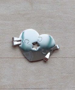 DIJE DE ACERO CORAZÓN PARA PARTIR PUZZLE X 4 CON ESTRELLA CALADA. 30 X 27 MM