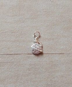 DIJE DE ACERO BLANCO SATURNO CON STRASS BLANCO. MICROPAVE. MEDIDAS APROX 10 MM