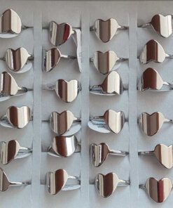 ANILLOS DE ACERO CORAZON LISO X 36 UNIDADES SURTIDOS EN MEDIDAS. (MEDIDAS DEL 16 AL 21)