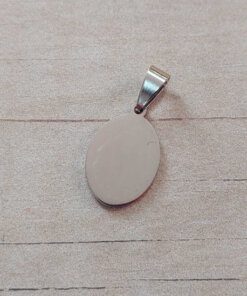 DIJE DE ACERO MEDALLA OVALADA 15 X 22 MM PARA GRABAR PULIDO AMBAS CARAS.- ESPESOR 1,5 MM.