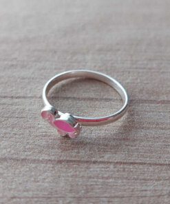 ANILLO NENA LAMINADO EN PLATA ESMALTADO TORTUGUITA ROSA.