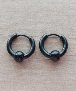 ARO ARGOLLA 2 MM DE ACERO NEGRO CON BISAGRA Y BOLITA DE 6 MM. DIÁMETRO 15 MM