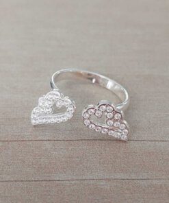 ANILLO DE ACERO BLANCO ALAS CON MICRO PAVE CRISTAL. N°7