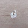 DIJE DE ACERO BLANCO CORAZÓN CANDADO CON STRASS BLANCO. MICROPAVE. MEDIDAS APROX 15 X 12 MM