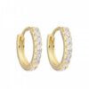 ARO PLATA BAÑADA EN ORO DORADO HUGGIES 12 MM CON ZIRCONES. PESO APROX 1.35 GRS.
