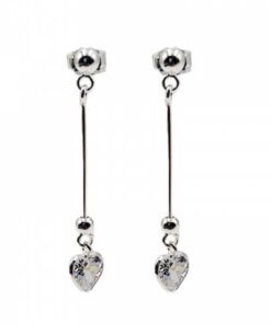 ARO PLATA BOLITA Y PUNTO DE LUZ CORAZÓN COLGANTE. PESO APROX 2.61 GRS.