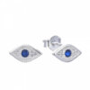 ARO PLATA OJO TURCO C/ZIRCONES Y CENTRO AZUL. PESO APROX 1.05 GR.