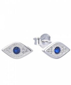 ARO PLATA OJO TURCO C/ZIRCONES Y CENTRO AZUL. PESO APROX 1.05 GR.