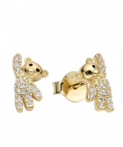 ARO PLATA BAÑADA EN ORO OSO C/ZIRCONES. PESO APROX 1.06 GR.