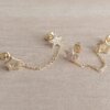 ARO DE ACERO DORADO DOBLE PASANTE ESTRELLAS CON CADENA Y STRASS X PAR
