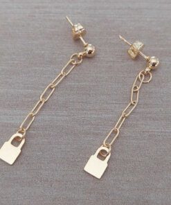 ARO DE ACERO DORADO BOLITA CON CADENA Y CANDADO MINI, LARGO TOTAL 45 MM