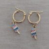 ARO DE ACERO DORADO ARGOLLA 14 MM CON HELADO C/STRASS MULTICOLOR PASTEL