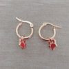 ARO DE ACERO DORADO ARGOLLA 15 MM CON DIJE HUELLITA ESMALTADA EN ROJO