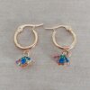 ARO DE ACERO DORADO ARGOLLA 14 MM CON OJITO TURCO C/STRASS MULTICOLOR