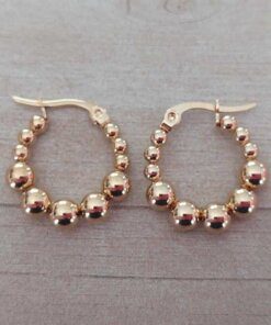 ARO DE ACERO DORADO ARGOLLA 20 MM CON BOLITAS DE 3MM Y 5 MM