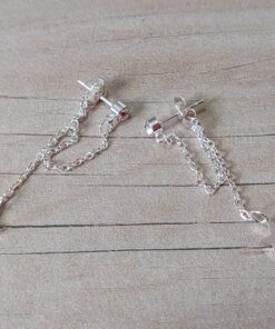 ARO DE ACERO BLANCO SUSANITO CON STRASS BLANCO Y CADENA COLGANTE UNIDA A FRU FRU Y ESTRELLA COLGANTE