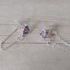 ARO DE ACERO BLANCO CORAZÓN PASANTE CON STRASS MULTICOLOR Y CADENA COLGANTE UNIDA A FRU FRU