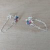 ARO DE ACERO BLANCO ESTRELLA PASANTE CON STRASS MULTICOLOR Y CADENA COLGANTE UNIDA A FRU FRU