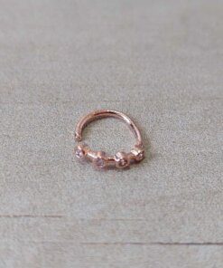 ARO ARGOLLA 9 MM ACERO ROSE PIERCING CON CUATRO STRASS MINI