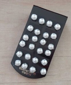 BLISTER DE AROS DE ACERO PERLAS ENGARZADAS (8 MM) X 12 PARES