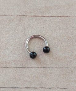 PIERCING ACERO BULL 1.2 X 8 CON BOLITA ACRÍLICO NEGRO 3/3 MM