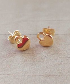 ARO DE ACERO DORADO CORAZÓN CANDADO. 7 X 8 MM