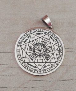 DIJE DE ACERO MEDALLA 34 MM TABLA ENERGIZACIÓN Y PROTECCIÓN 7 ARCÁNGELES.