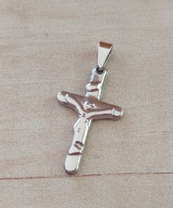 DIJE DE ACERO CRUZ CON CRISTO 19 X 32 MM