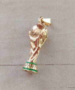 DIJE DE ACERO DORADO COPA DEL MUNDO 10 X 30 MM