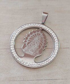 DIJE DE ACERO VIRGEN DE LUJAN CON STRASS. MEDIDA 38 MM