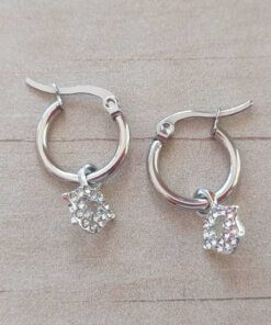 ARO DE ACERO ARGOLLA 15 MM CON BOCA DE STRASS BLANCO