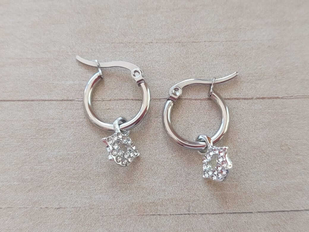 ARO DE ACERO ARGOLLA 15 MM CON BOCA DE STRASS BLANCO