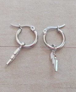 ARO DE ACERO ARGOLLA 15 MM CON RAYO ESMALTADO BLANCO