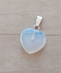 DIJE DE ACERO PIEDRA DE LA LUNA EN FORMA DE CORAZÓN. 15 MM