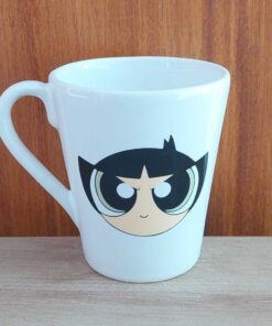 TAZA CÓNICA BLANCA CON ESTAMPA