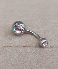 PIERCING OMBLIGO BOLITA C/ DOBLE STRASS. 1.6 X 10 X 5/8 MM