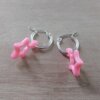 ARO DE ACERO BLANCO ARGOLLA 15 MM CON ESTRELLA DE ACRÍLICO COLOR ROSA