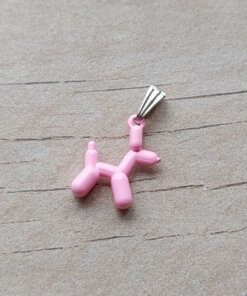DIJE DE ACERO PERRITO ROSA. TAMAÑO 17 MM