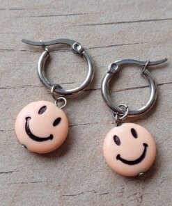 ARO DE ACERO ARGOLLA 14 MM CON DIJE SMILE SALMÓN