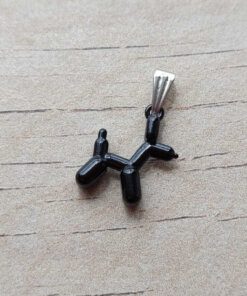 DIJE DE ACERO PERRITO NEGRO. TAMAÑO 17 MM
