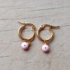 ARO DE ACERO DORADO ARGOLLA 14 MM CON OJO TURCO ROSA