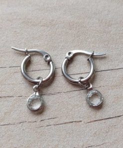 ARO DE ACERO ARGOLLA 12 MM CON DIJE CUBIK REDONDO COLGANTE