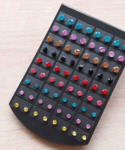 BLISTER DE AROS DE ACERO STRASS 4 - 5 - 6 MM COLOR X 36 PARES