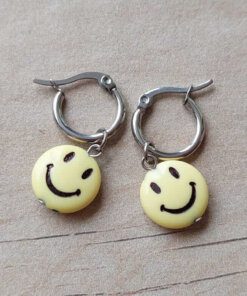 ARO DE ACERO ARGOLLA 14 MM CON DIJE SMILE AMARILLO