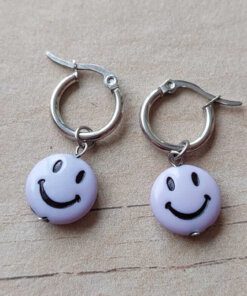 ARO DE ACERO ARGOLLA 14 MM CON DIJE SMILE VIOLETA