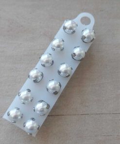 BLISTER DE AROS DE ACERO PERLA BLANCA ENGARZADA 8 MM X 6 PARES