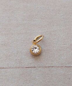 DIJE DE ACERO DORADO SUSANITO STRASS BLANCO 5 MM