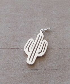 DIJE DE ACERO BLANCO  CACTUS 13 X 23 MM