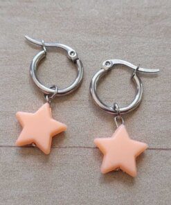 ARO DE ACERO ARGOLLA 14 MM CON ESTRELLA ACRÍLICO COLGANTE
