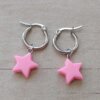ARO DE ACERO ARGOLLA 14 MM CON ESTRELLA ACRÍLICO COLGANTE